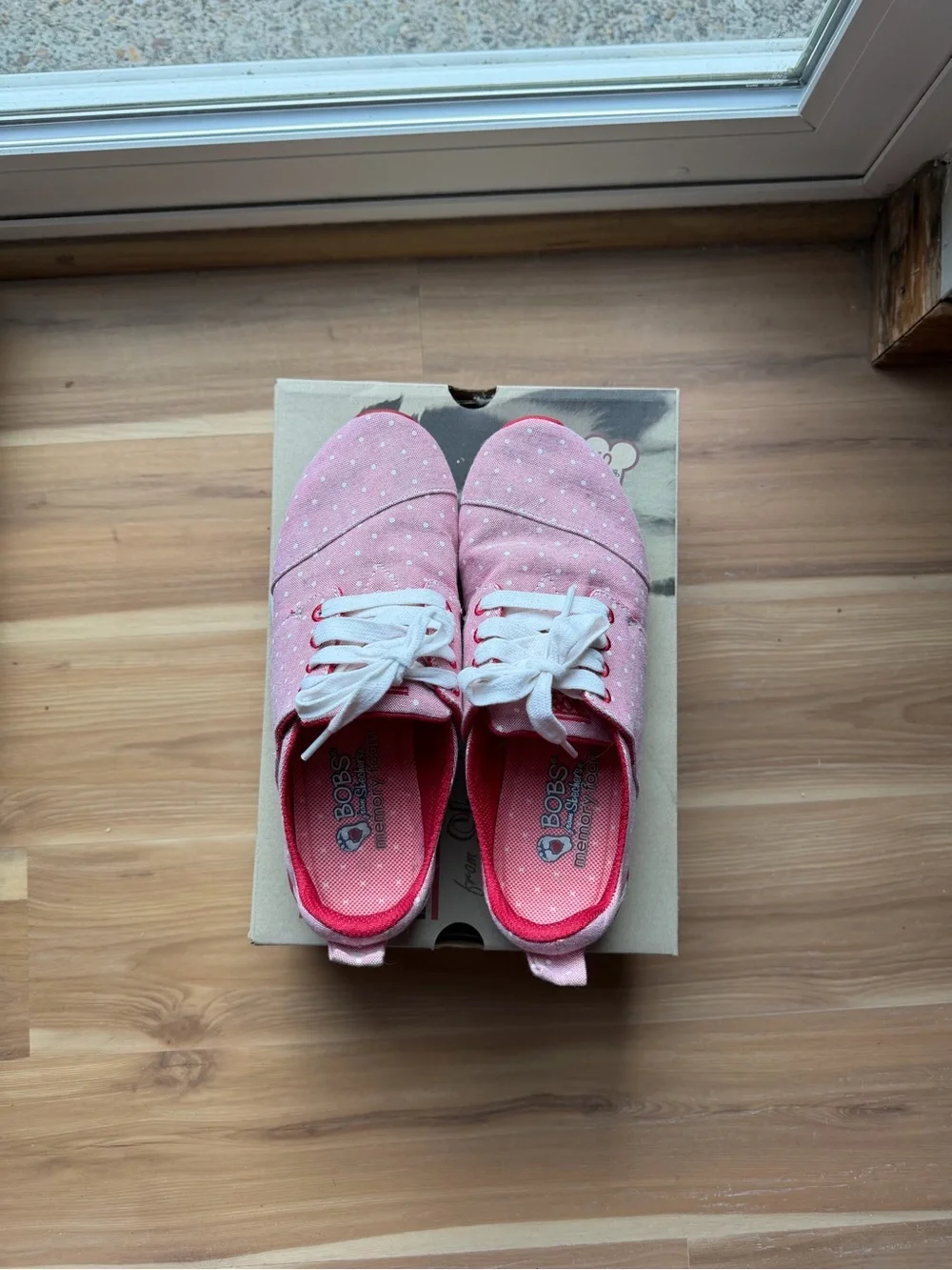 Skechers Red Polka Dot Canvas Sneakers with White Laces